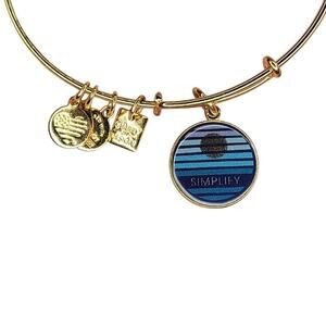 Alex and Ani womens bracelet Simplify inspirational quote mantra gold tone charm